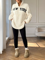 Cozy Quilted High Collar Sweatshirt for Women