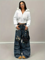 Casaco de Inverno Elegante para Mulher - Casaco de Manga Comprida com Fecho de Zíper Frontal, Tecido Sem Elasticidade, Roupa Exterior Chique para Eventos Diários e Formais - Casaco de Clima Frio de Fácil Cuidado para Mulheres