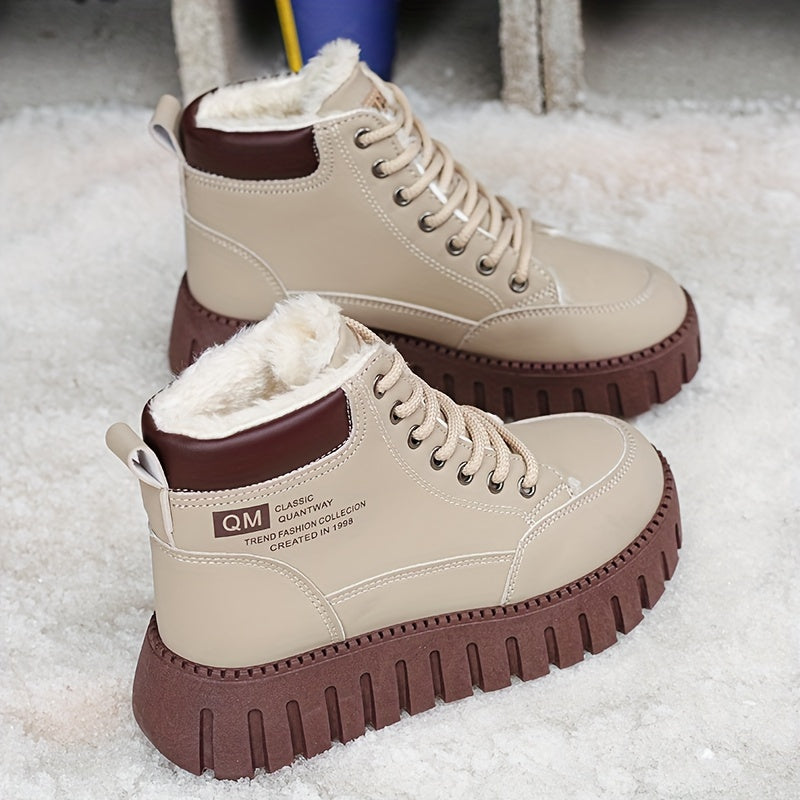 Botas de Cano Alto Femininas para Inverno com Forro Polar e Solado Grosso, Confortáveis e Casuais