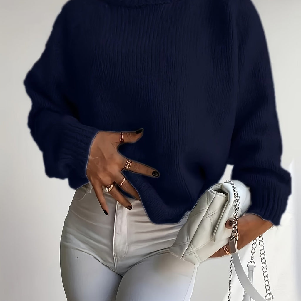 Elegant Women's Round Neck Sweater - Cozy Minimalist Winter Essential