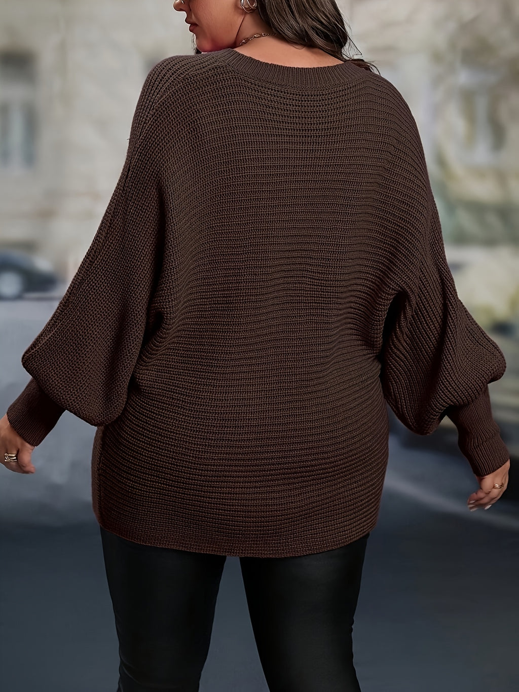 Blusa Feminina Plus Size Elegante, Pullover de Gola V em Malha, Presente para Halloween, Natal e Dia dos Namorados