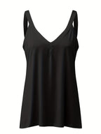 Top de tanque com decote em V sólido, top de tanque sem mangas e sexy para o verão, roupas femininas