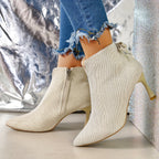 Sapatos de salto alto elegantes para mulher, com sola de TPR, fecho de zíper, corte liso e acolchoado de cor sólida, para todas as estações.