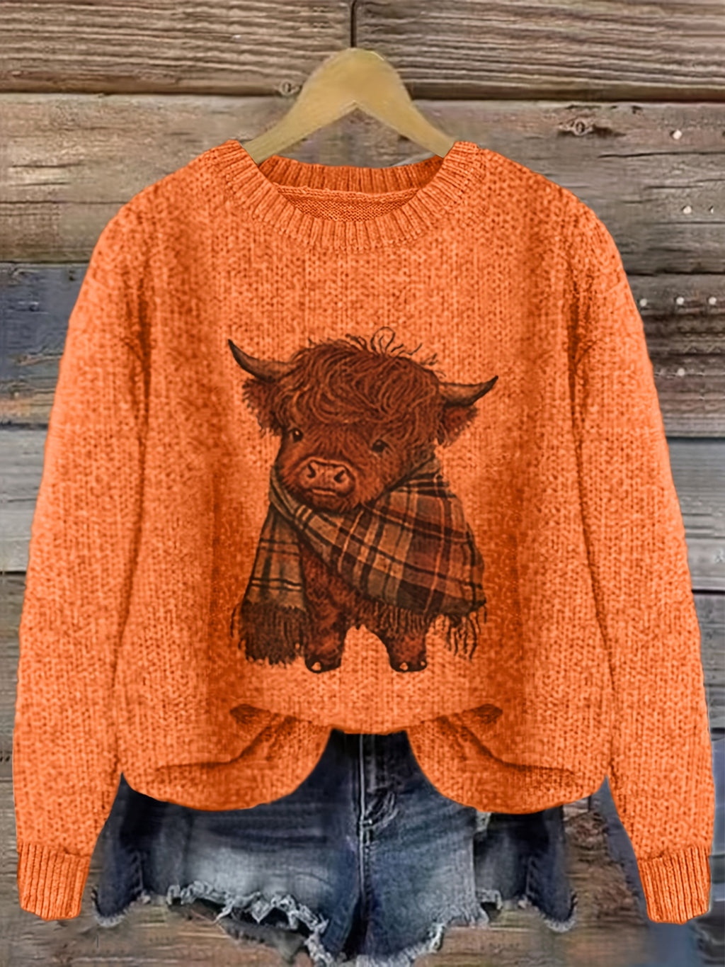 Blusa Casual de Gola Redonda com Estampa de Animais em Cores Contrastantes e Tecido Solto