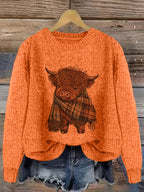 Blusa Casual de Gola Redonda com Estampa de Animais em Cores Contrastantes e Tecido Solto