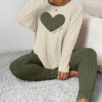 Elegant Heart Loungewear Set - Cozy Minimalist Design