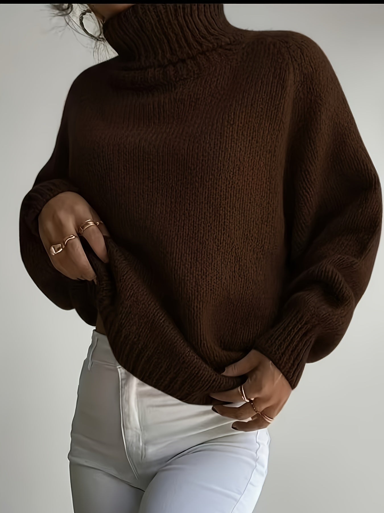 Blusa Feminina Elegante de Gola Redonda - Suéter Macio e Quente de Cor Sólida para Inverno, Lavável na Máquina, Tops Aconchegantes para Outono e Inverno, Versátil para Looks Casuais ou Sofisticados, Suéter Simples para Jeans/Vestidos/Saias