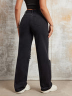 Calças de Cintura Alta Y2K com Perna Reta e Estampa de Desenho Animado