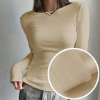 Elegant Ribbed Wool-Lined Women's Top - Cozy & Chic