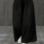 Wide-Leg Corduroy Pants with Elastic Waist and Pockets