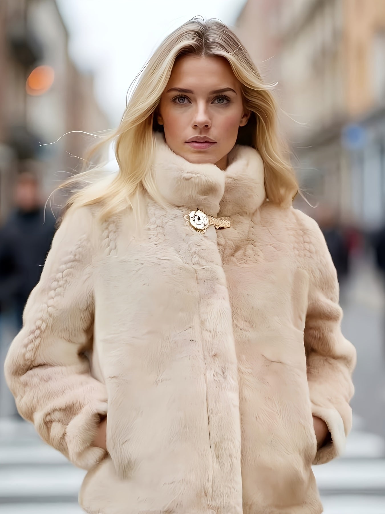 Casaco Curto de Inverno Feminino com Gola - Jaqueta Elegante e Quente, Fechamento com Botões, Lavável na Máquina, Comprimento Curto para Outono/Inverno, Design de Cor Sólida (Sem Transparência) - Ideal para Uso Diário/Casual