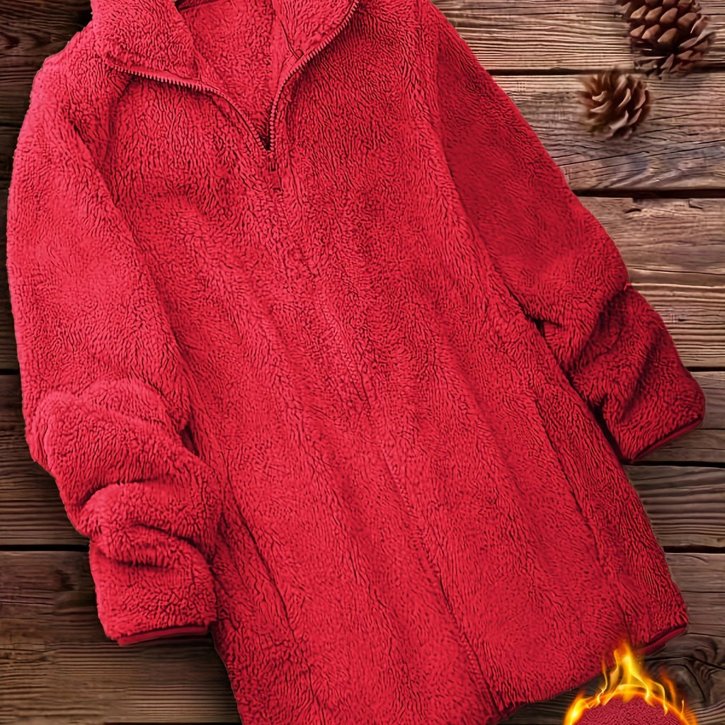 Plush Zipper Winter Jacket - Cozy Minimalist Fashion