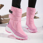 Botas de Neve Femininas de Corte Médio, Quentes e Espessas para Inverno, Antiderrapantes para Uso Externo, Sapatos Altos de Tamanho Grande para Mulheres