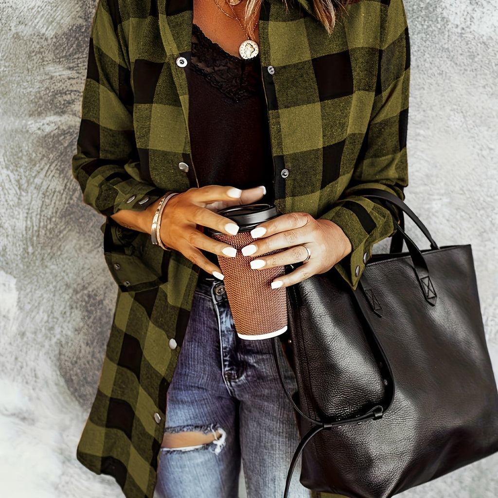 Effortless Elegance: Women's Plaid Long Sleeve Shirt