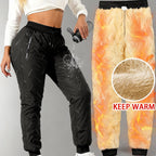 Women's Winter Fleece-Lined Wide-Leg Pants with Zipper Pockets