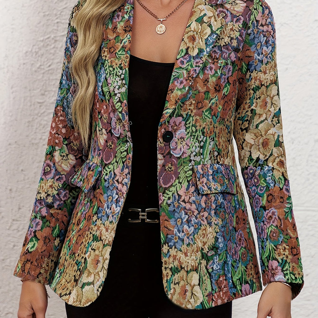 Floral Long Sleeve Blazer - Effortless Sophistication