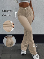 Jeans de ganga desbotados e de lavagem clara para mulher - Calças de perna reta sem elasticidade com design clássico de cinco bolsos, roupa para todos os dias e formal para todas as estações, jeans compridos de estilo streetwear para mulher, roupa versátil, roupa casual, costura de qualidade