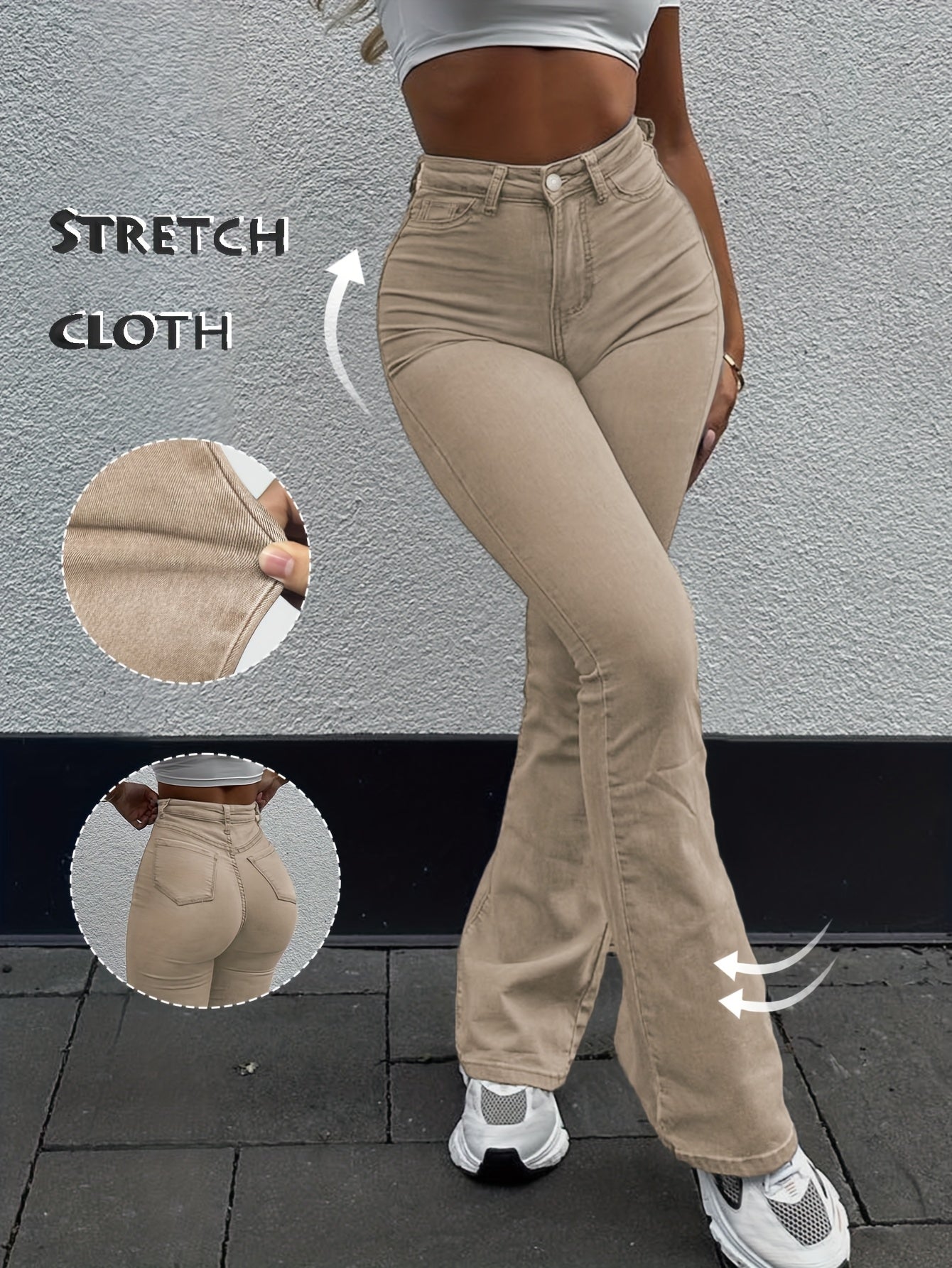 Jeans de ganga desbotados e de lavagem clara para mulher - Calças de perna reta sem elasticidade com design clássico de cinco bolsos, roupa para todos os dias e formal para todas as estações, jeans compridos de estilo streetwear para mulher, roupa versátil, roupa casual, costura de qualidade