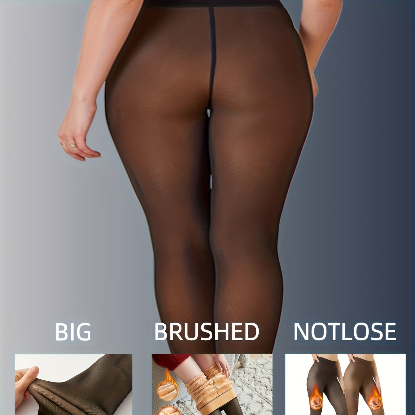 1pc Collants de Inverno Quentes para Mulher Plus Size com Forro de Lã Grossa - Meias de Calças de 220G com Costura Frontal e Traseira, Cor Sólida, 0XL-3XL, Lavar à Mão Apenas, Confortáveis e Elegantes para Roupa Casual, Leggings de Inverno, Design Sem Costuras, Textura Suave