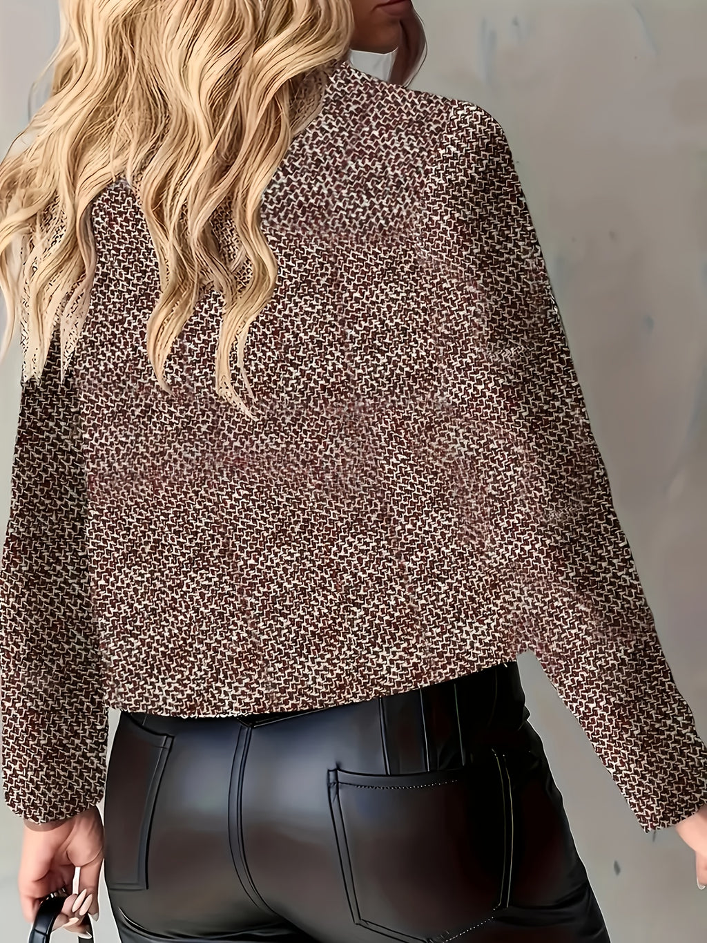 Blazer Feminino de Manga Longa | Jaqueta Top para Mulheres | Design com Botões Dourados | Estilo Cropped | Forrado | Tecido Misturado - Lavável na Máquina - Primavera | Outono | Inverno | Essencial para Todas as Estações | Peça Versátil | Escritório | Viagem - Traje Elegante para Professora