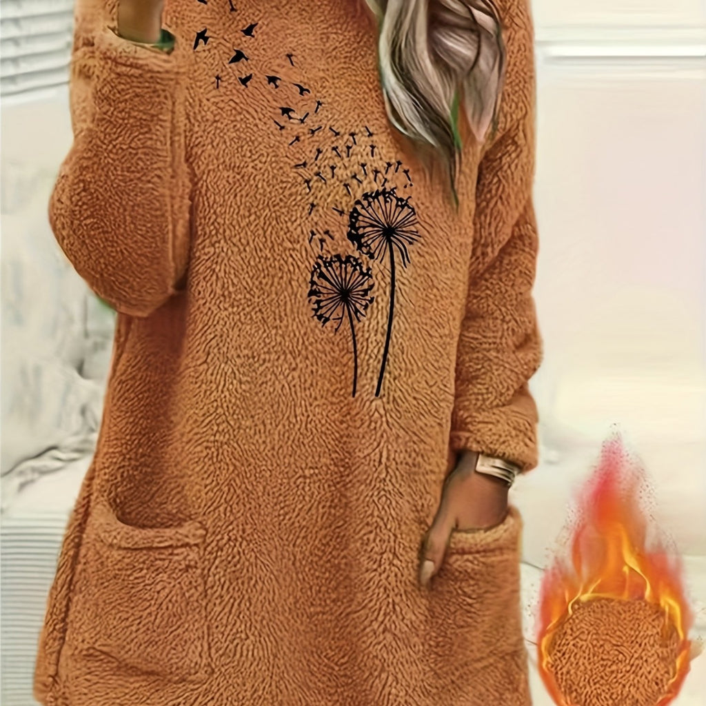 Cozy Dandelion Print Women's Knit Sweater - Autumn Essential