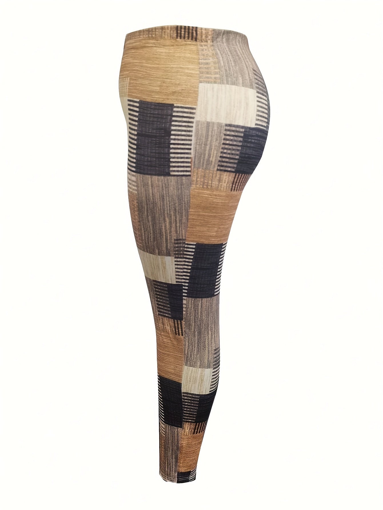 Calças Skinny de Cintura Alta para Mulheres - Leggings Elásticas para Todas as Estações, Não Transparente para Looks Casuais e Formais - Lavável à Máquina em Tons Neutros (Bege/Preta/Cinza/Marrom/Azul/Vermelho/Branco), Calças Versáteis com Estampa Geométrica, Material Durável, Ajustadas, Moda Casual, Alta Elasticidade, Leggings Estilosas, Adulto Feminino