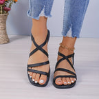 Tira Romana Branca - Tira de Tornozelo Ajustável e Fechamento com Cadarço, Parte Superior em PU e Sola de Borracha Antiderrapante - Mules Rasos para Todas as Estações, Casual, Escritório, Praia - Sapatos Brancos Versáteis (Lavagem à Mão)