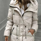 Elegant Women's Midi Coat with Cord Detail