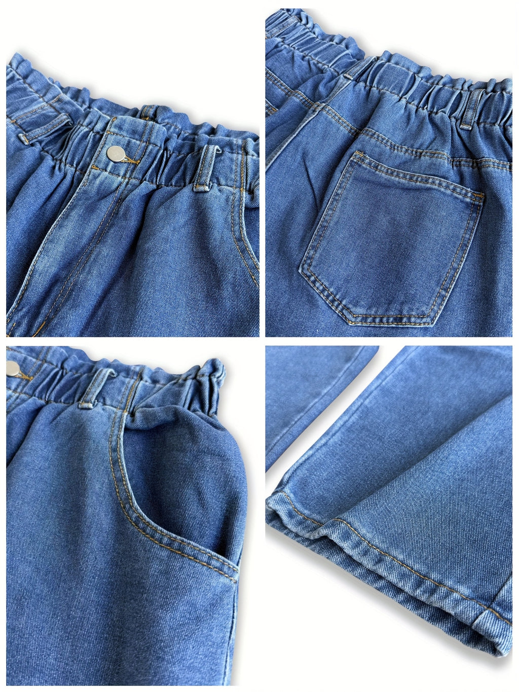 Calças jeans femininas plus size de cintura alta e afunilada, estilo casual e elegante, adequadas para todas as estações