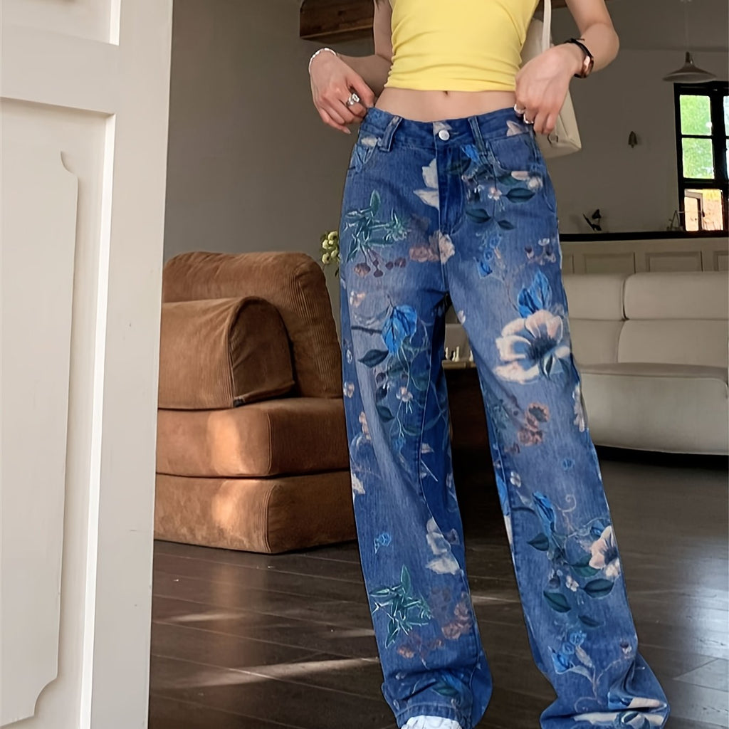 Floral Flow Straight Pants: Effortless Charm & Comfort