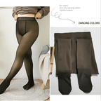 1 Par de Collants Transparentes Acolchoados em Lã Grossa Plus Size para Mulher - Collants de Cintura Subida de Comprimento Total com Cobertura Total, Cor Sólida (/Azul Marinho//) para Calor no Inverno, Roupa de Perna Confortável e Versátil, Cobertura Total e Cobertura Total