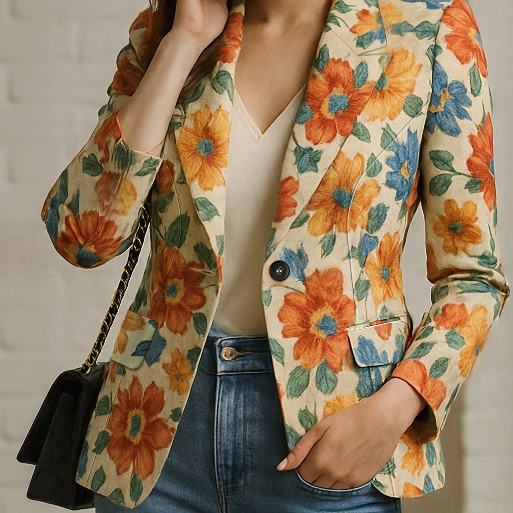Floral Harmony Single-Button Blazer