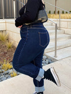 Calças Retas Elásticas Plus Size para Mulheres