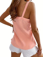 Top de tanque com decote em V sólido, top de tanque sem mangas e sexy para o verão, roupas femininas
