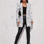 Neon Graffiti Plus Size Blazer - Modern Statement Piece