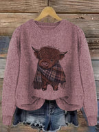 Blusa Casual de Gola Redonda com Estampa de Animais em Cores Contrastantes e Tecido Solto