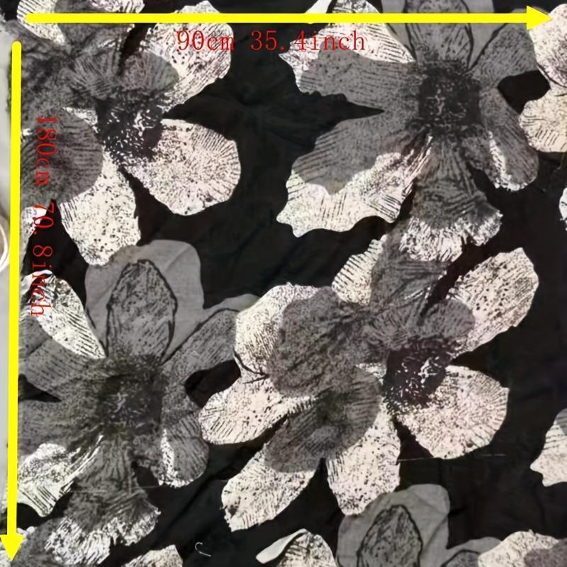 Lenço com Estampa Tropical de Hibisco Inspirado em Bali - Xale Havaiano Azul Turquesa & Rosa Coral, Leve e Quente para Praia, Festas & Viagens - Envoltório Retrô Turquesa/Branco/Rosa Coral/Marrom