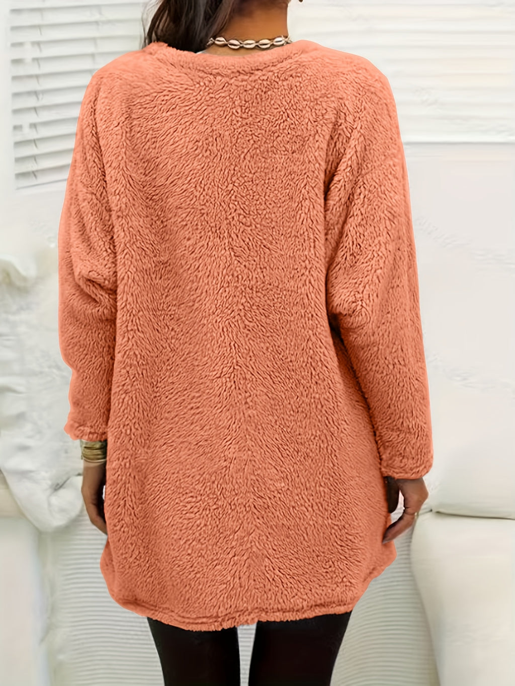 Camisola de Manga Comprida para Mulher com Forro de Lã Aconchegante e Estampado de Dente-de-Leão - Suave, Elástica e Casual para o Outono/Inverno, Laranja, Gola Redonda, Corte Normal, Roupa Casual|Top com Estampado de Dente-de-Leão|Tecido Elástico, Camisola e Camisola de Malha para Mulher, Camisola de Mulher, Camisolas de Mulher, Camisolas de Mulher Outono, roupa mulher inverno, camisolas mulher outono, camisola mulher outono