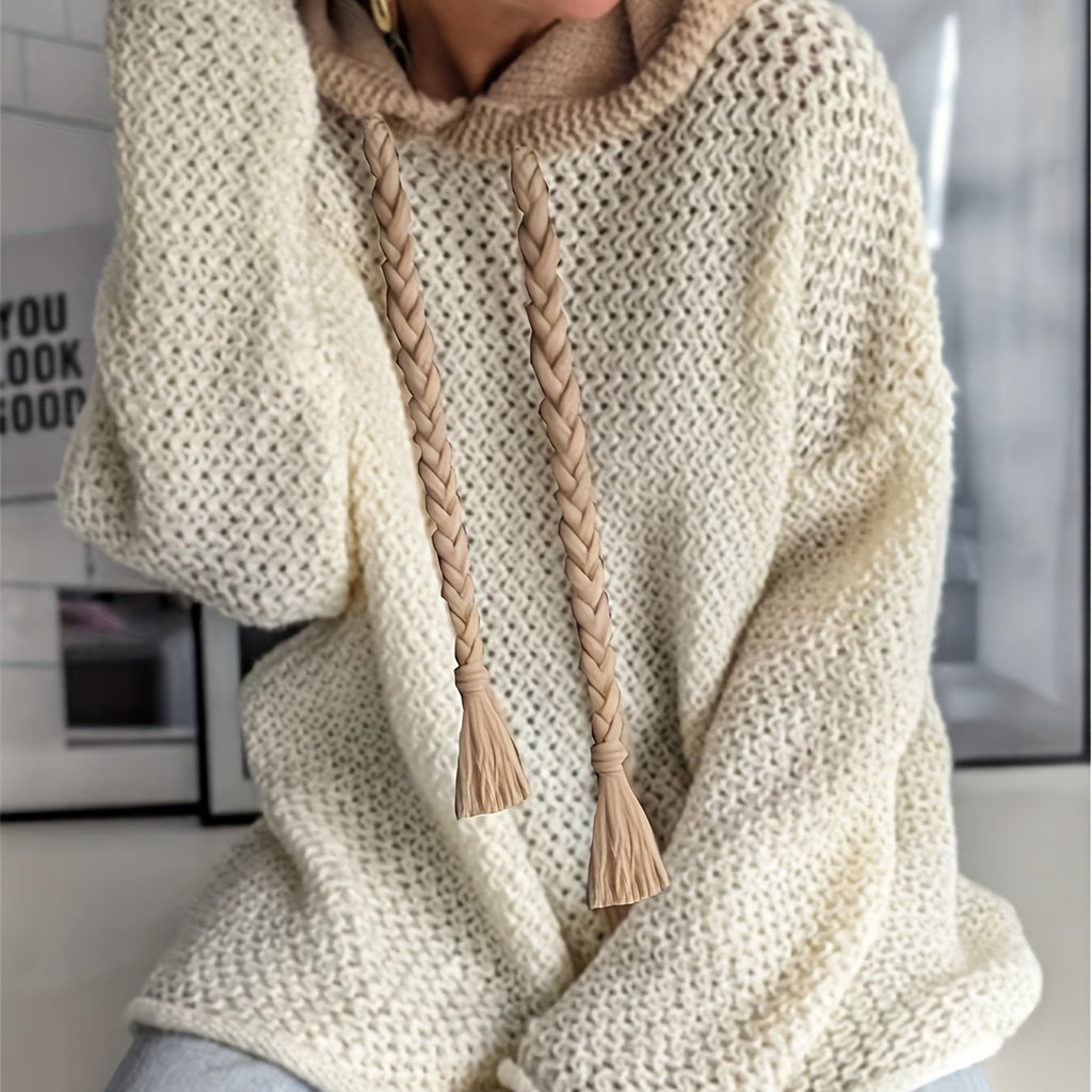 Elegant Women's Hoodie Sweater - Soft Semi-Transparent Knit