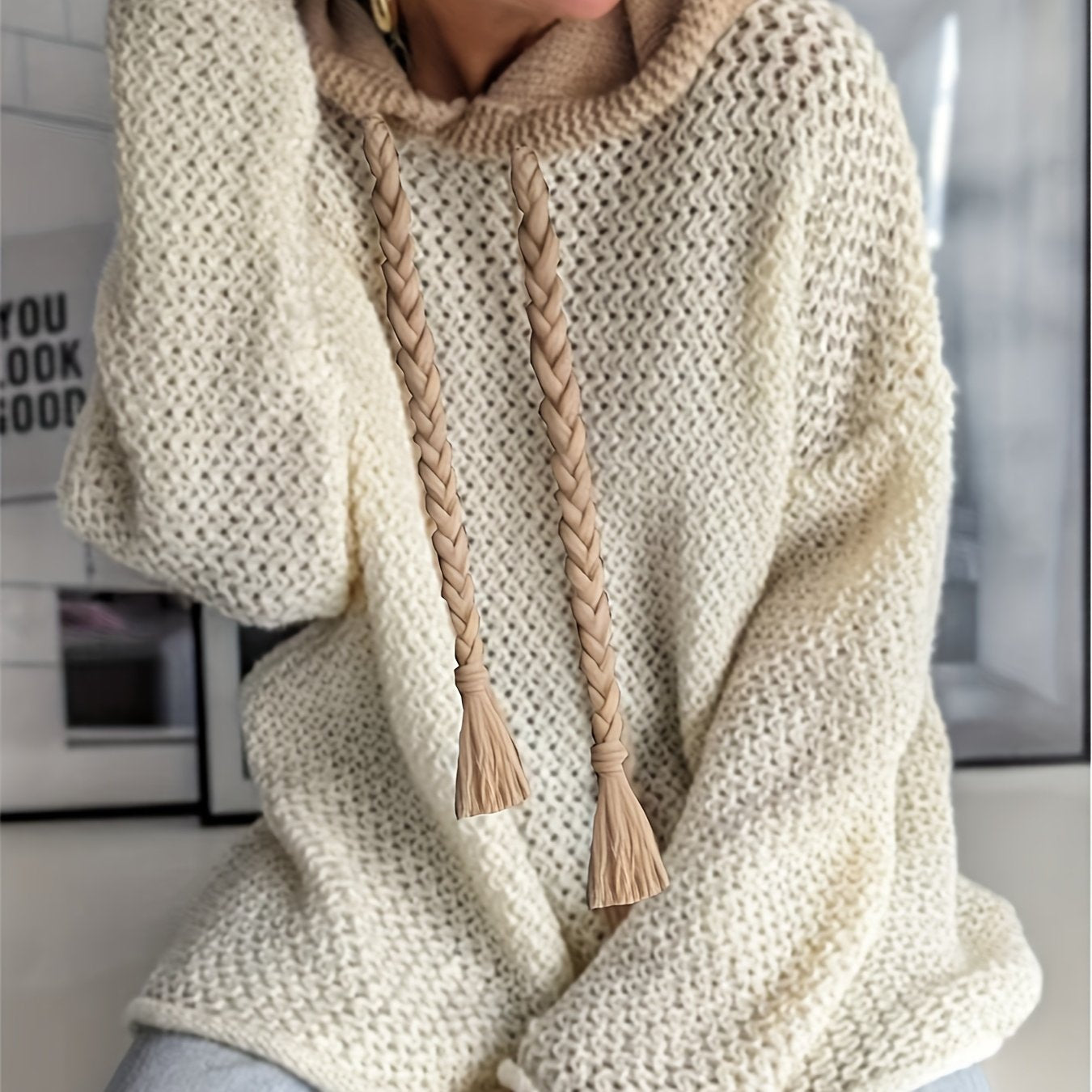 Elegant Women's Hoodie Sweater - Soft Semi-Transparent Knit