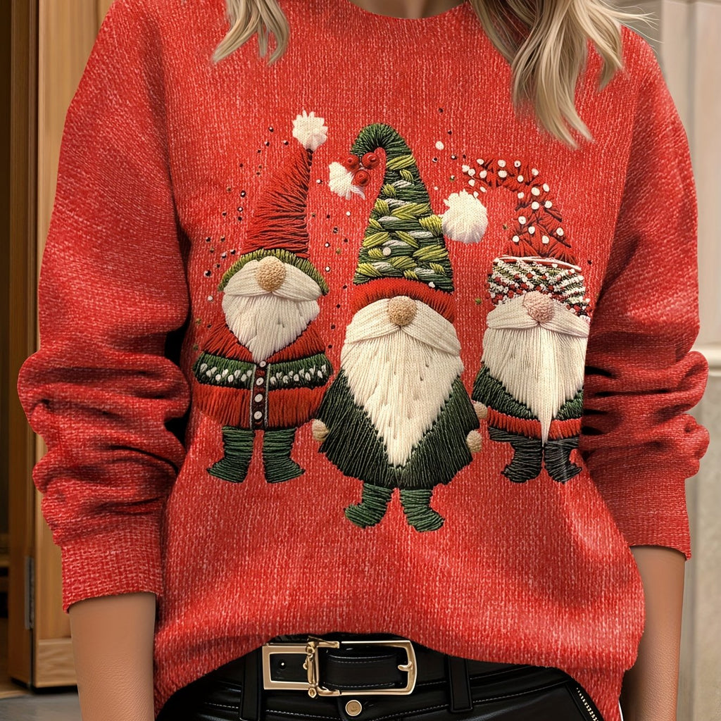 Elegant 3D Print Long Sleeve Women's Sweater