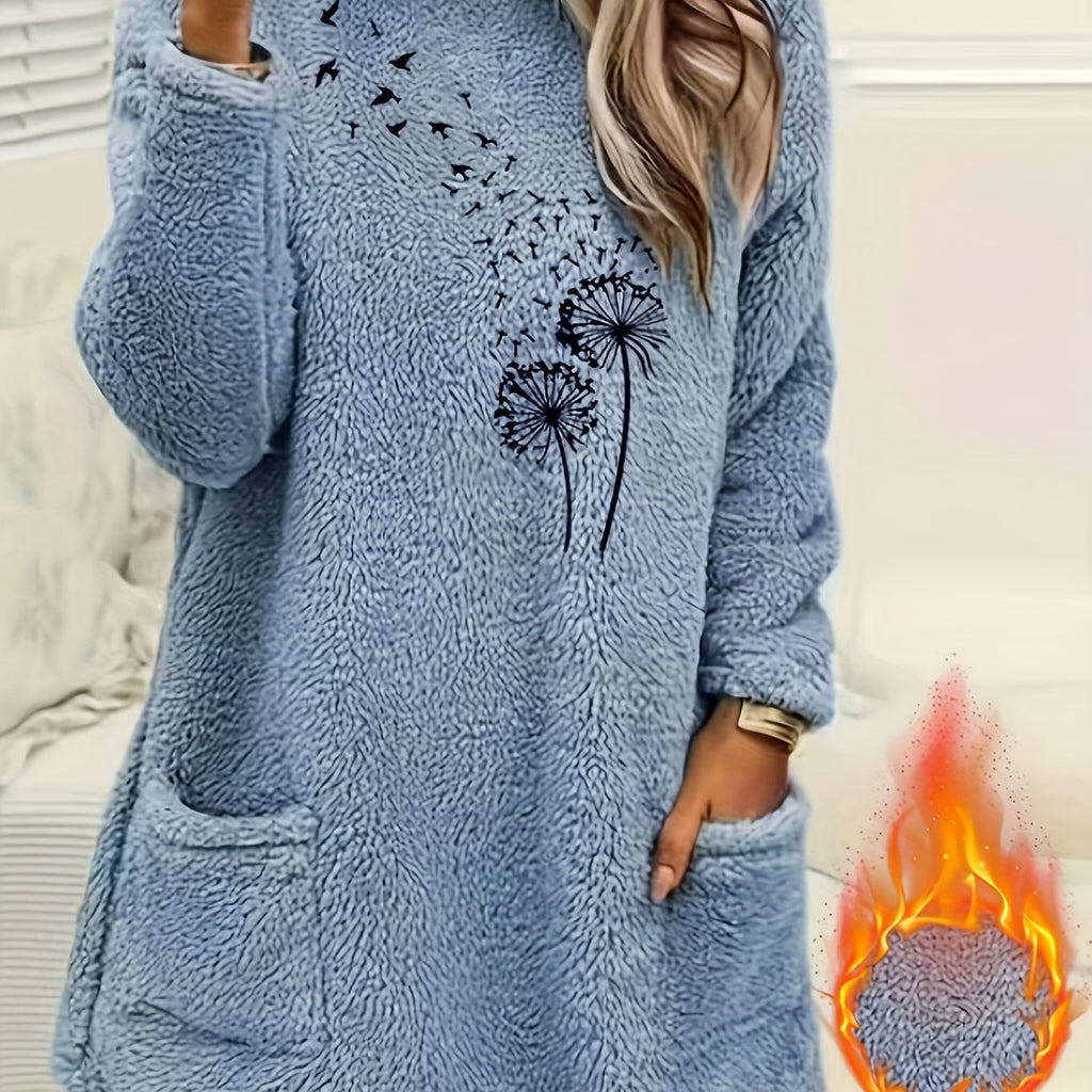 Cozy Dandelion Print Women's Knit Sweater - Autumn Essential