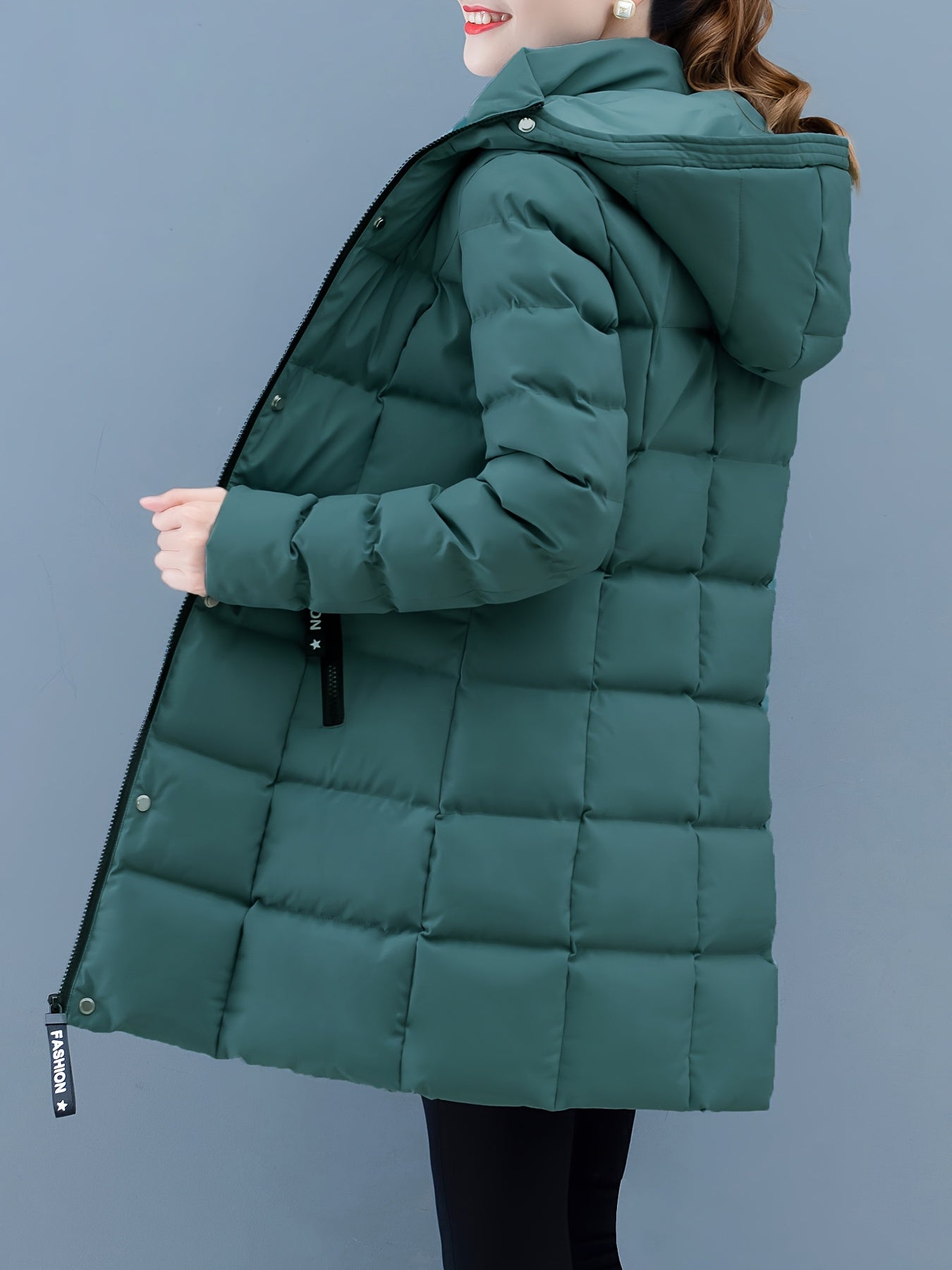 Urban Grace Quilted Mid-Length Jacket with Hood