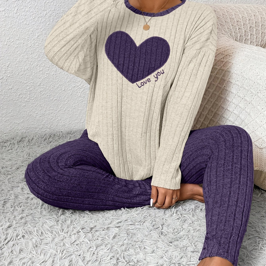 Elegant Heart Loungewear Set - Cozy Minimalist Design