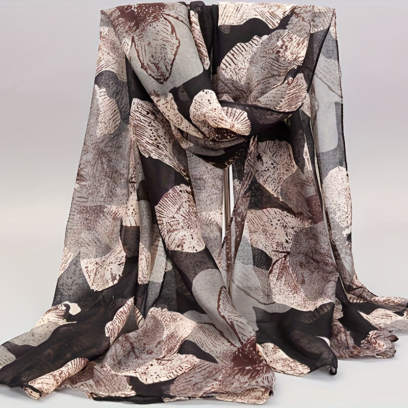 Lenço com Estampa Tropical de Hibisco Inspirado em Bali - Xale Havaiano Azul Turquesa & Rosa Coral, Leve e Quente para Praia, Festas & Viagens - Envoltório Retrô Turquesa/Branco/Rosa Coral/Marrom