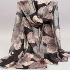 Lenço com Estampa Tropical de Hibisco Inspirado em Bali - Xale Havaiano Azul Turquesa & Rosa Coral, Leve e Quente para Praia, Festas & Viagens - Envoltório Retrô Turquesa/Branco/Rosa Coral/Marrom