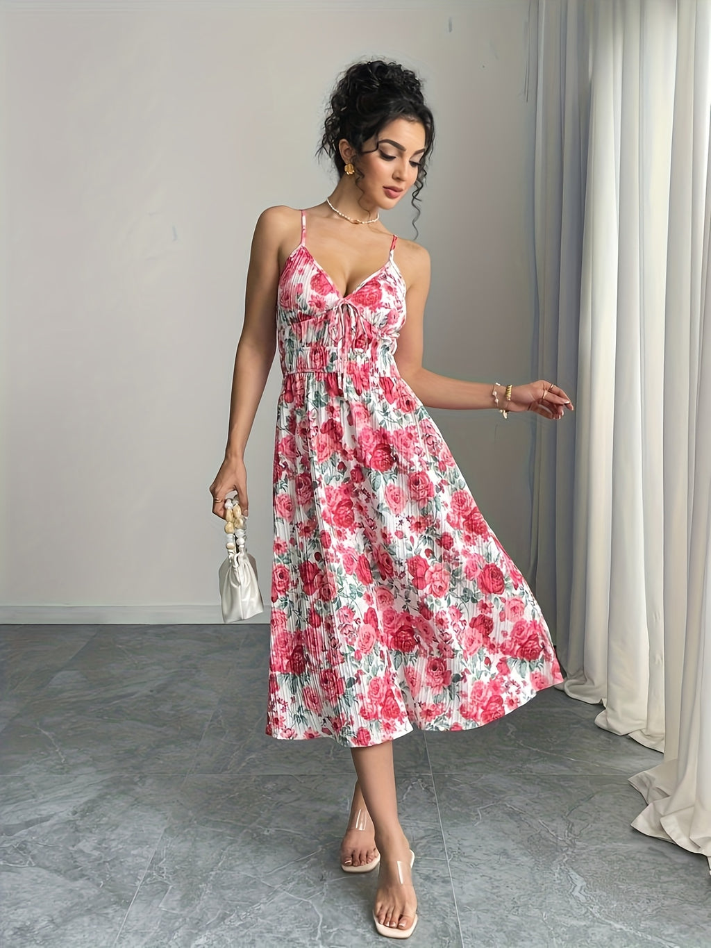 Chic Sleeveless A-Line  with Spaghetti Straps