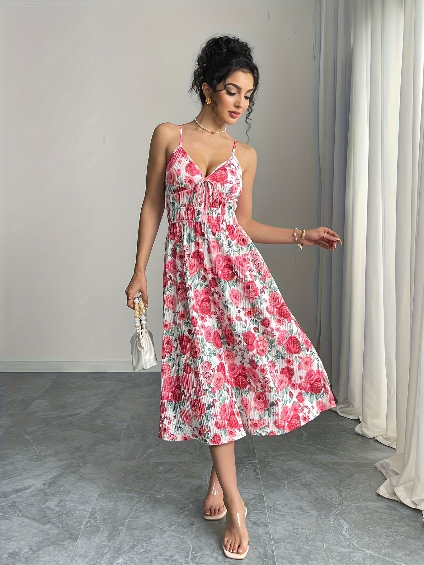 Chic Sleeveless A-Line  with Spaghetti Straps