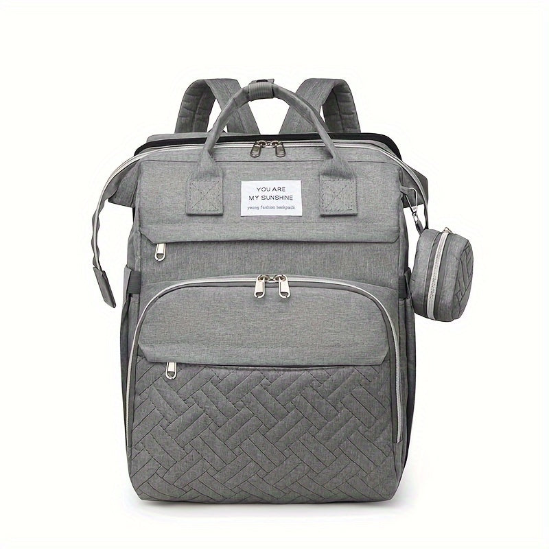 Mala de fraldas leve de grande capacidade para mulheres - Alças de ombro ajustáveis, vários compartimentos, fecho de correr e forro de poliéster para viagens, praia, férias - Cinza, Mala de fraldas, Transportador de acessórios de praia, Acessório de estilo para pais, Fecho de correr durável