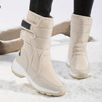 Botas de Neve Femininas de Corte Médio, Quentes e Espessas para Inverno, Antiderrapantes para Uso Externo, Sapatos Altos de Tamanho Grande para Mulheres